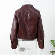 Chic PU Leather Crop Jacket