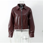 Chic PU Leather Crop Jacket